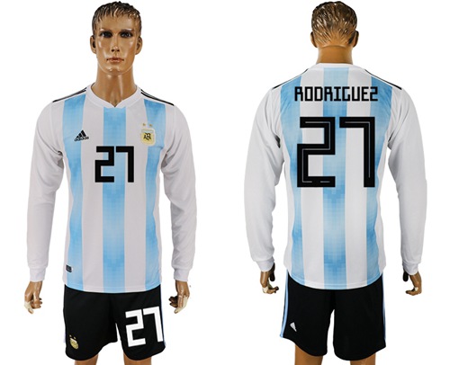 Argentina #27 Rodriguez Home Long Sleeves Soccer Country Jersey